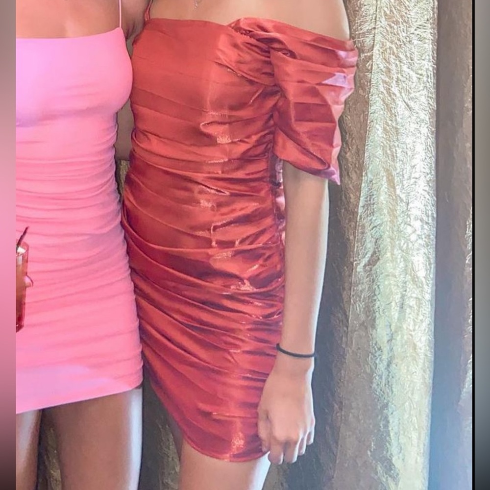 Red off the shoulder dress